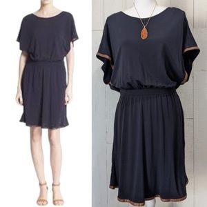 Tory Burch Rare Shia STYLE 30377 Faux Leather Trim Blouson Dress